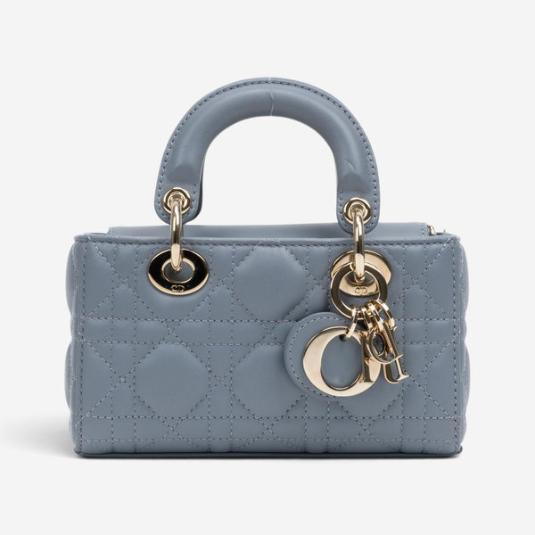Dior Lady Dior Joy Light Blue Lambskin Top Handle Bag GTU0774