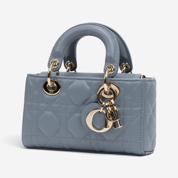 Dior Lady Dior Joy Light Blue Lambskin Top Handle Bag GTU0774