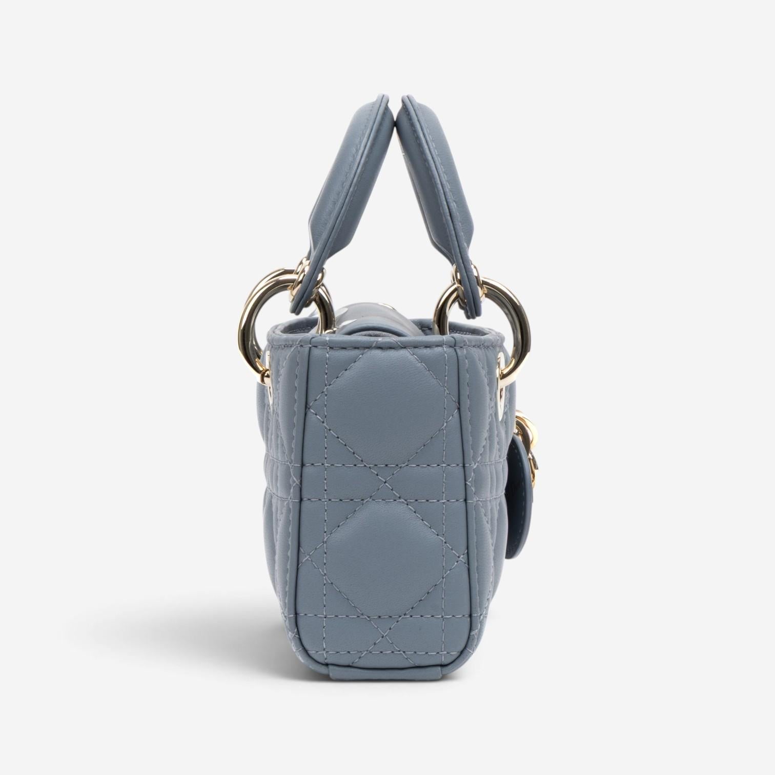 Dior Lady Dior Joy Light Blue Lambskin Top Handle Bag GTU0774