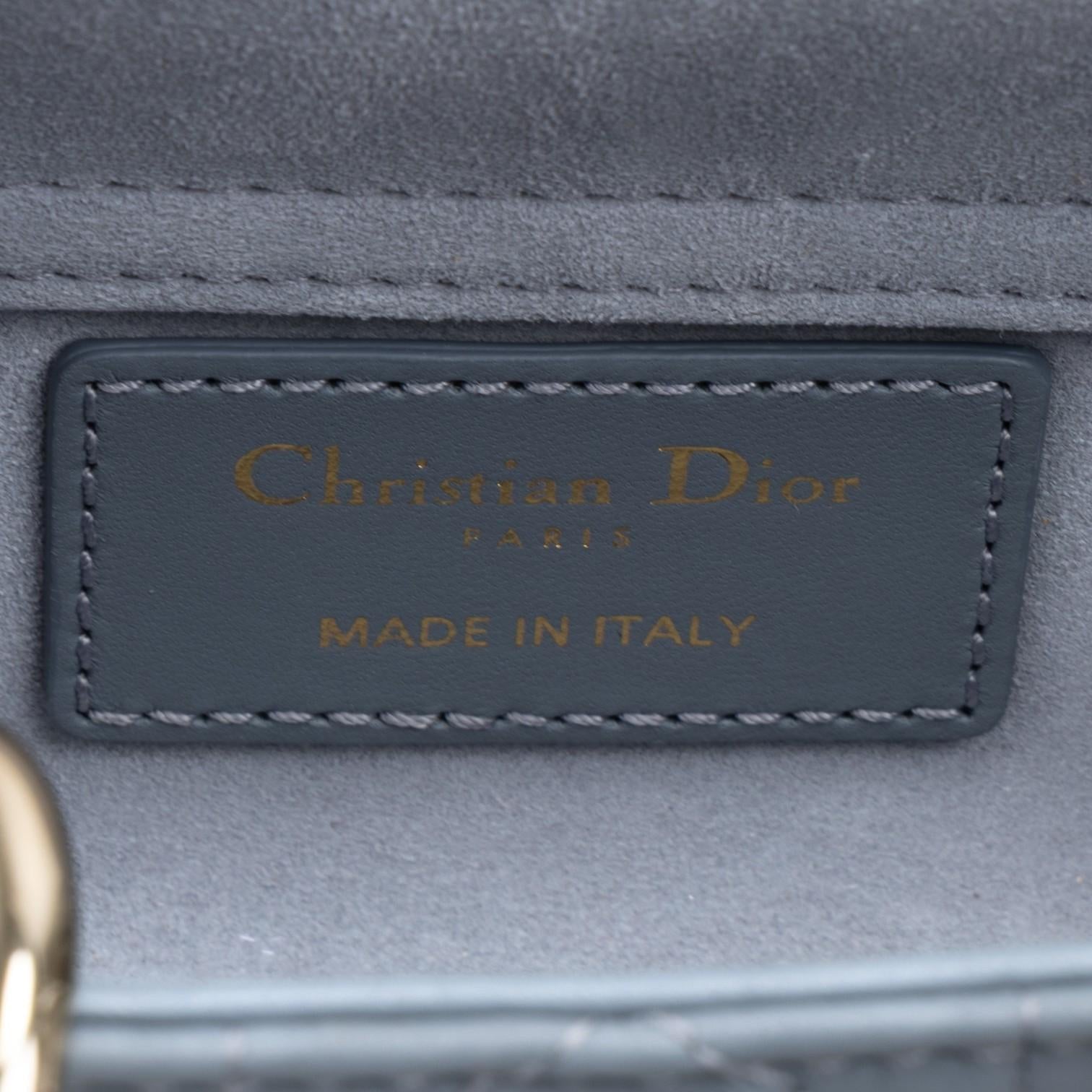 Dior Lady Dior Joy Light Blue Lambskin Top Handle Bag GTU0774