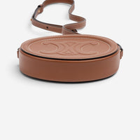 Celine Brown Smooth Leather Triomphe Mini Oval Crossbody Bag GTU0782