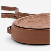 Celine Brown Smooth Leather Triomphe Mini Oval Crossbody Bag GTU0782