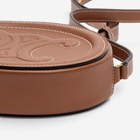 Celine Brown Smooth Leather Triomphe Mini Oval Crossbody Bag GTU0782