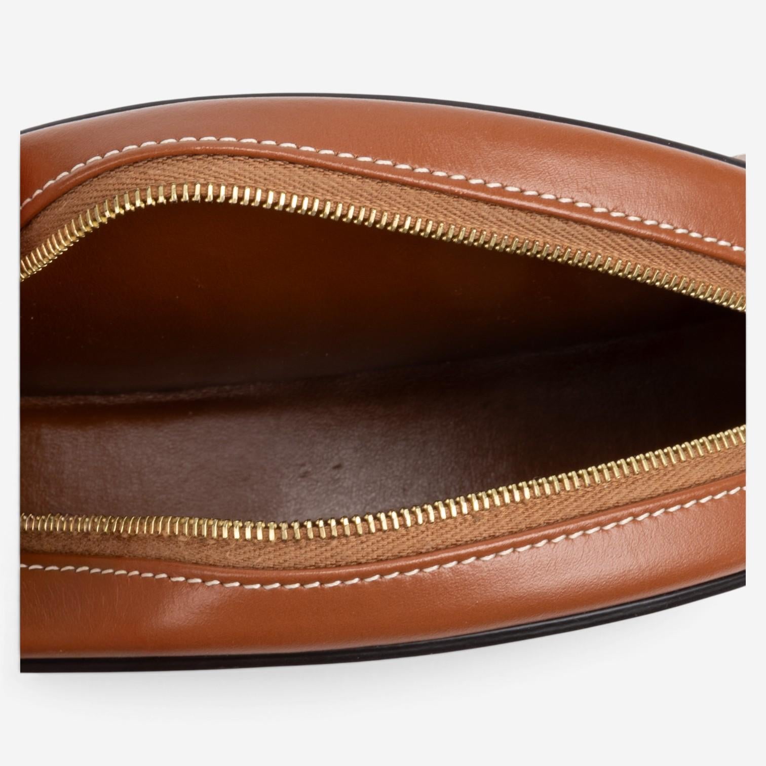 Celine Brown Smooth Leather Triomphe Mini Oval Crossbody Bag GTU0782