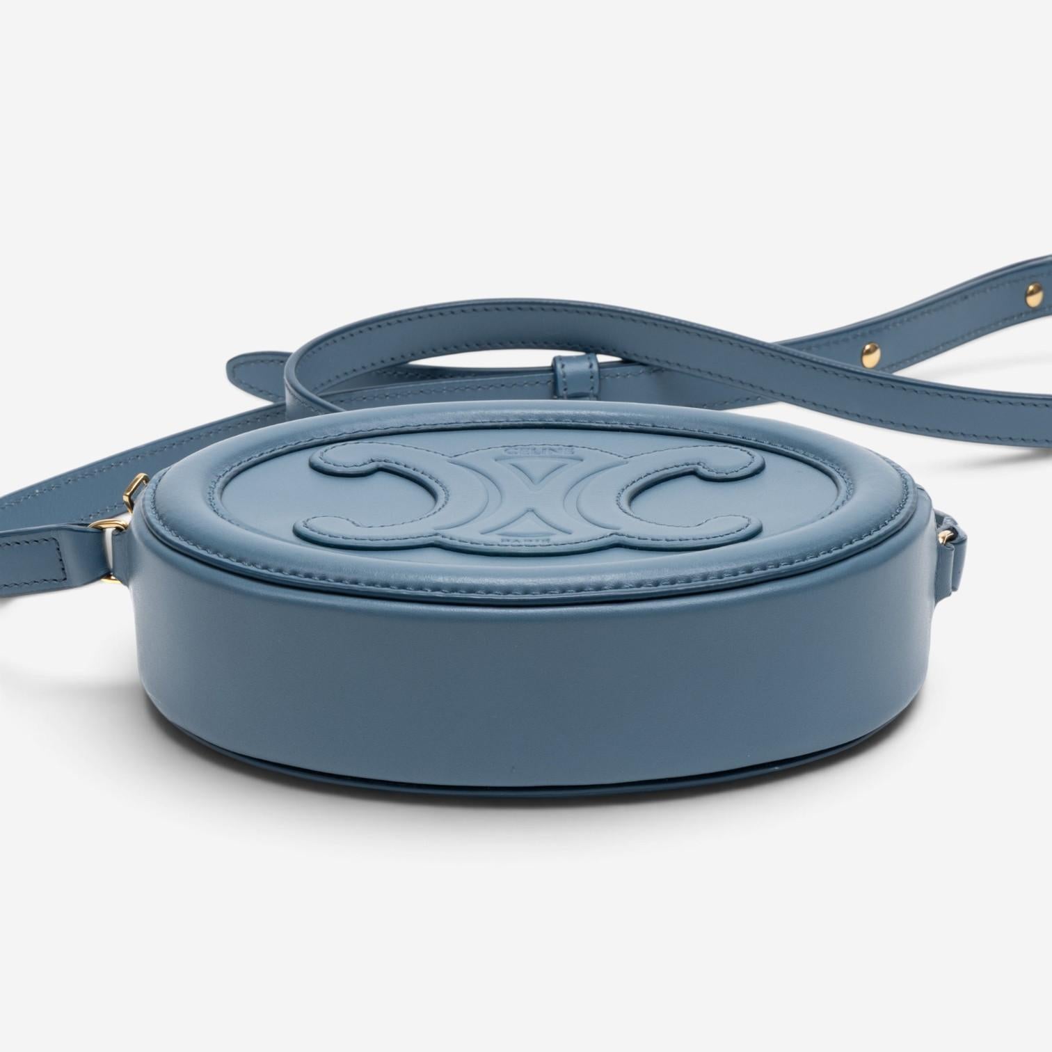 Celine Triomphe Light Blue Smooth Leather Mini Oval Crossbody Bag GTU0783