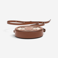 Celine Brown & Beige Woven Canvas Triomphe Mini Oval Crossbody Bag GTU0784