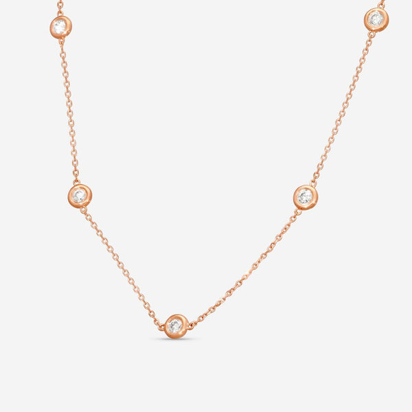 Ina Mar 14K Rose Gold Diamond Bezel Station Necklace N1135D-FR-100F - THE SOLIST