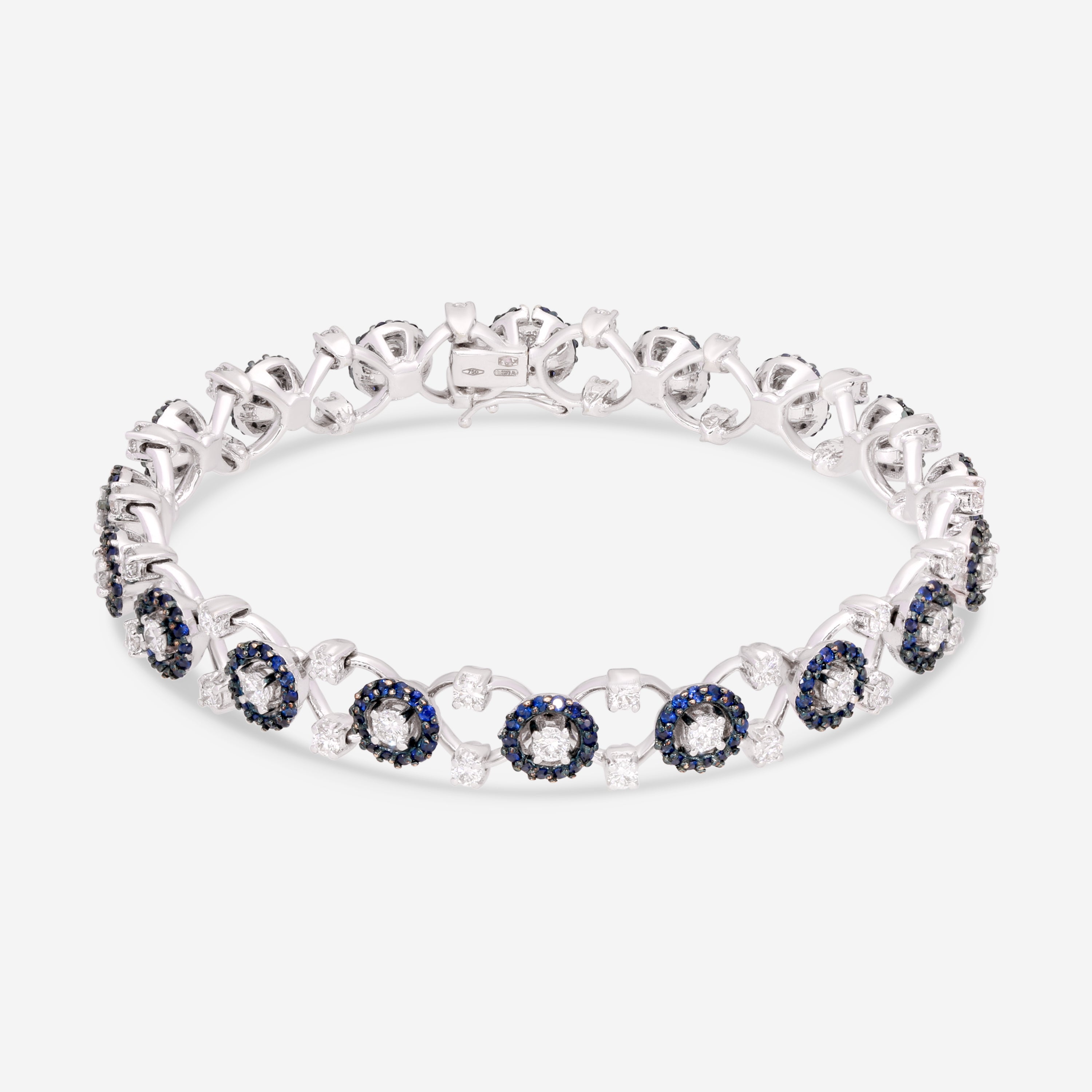 Giloro 18K White Gold Sapphire and Diamond Tennis Bracelet PB4069-108