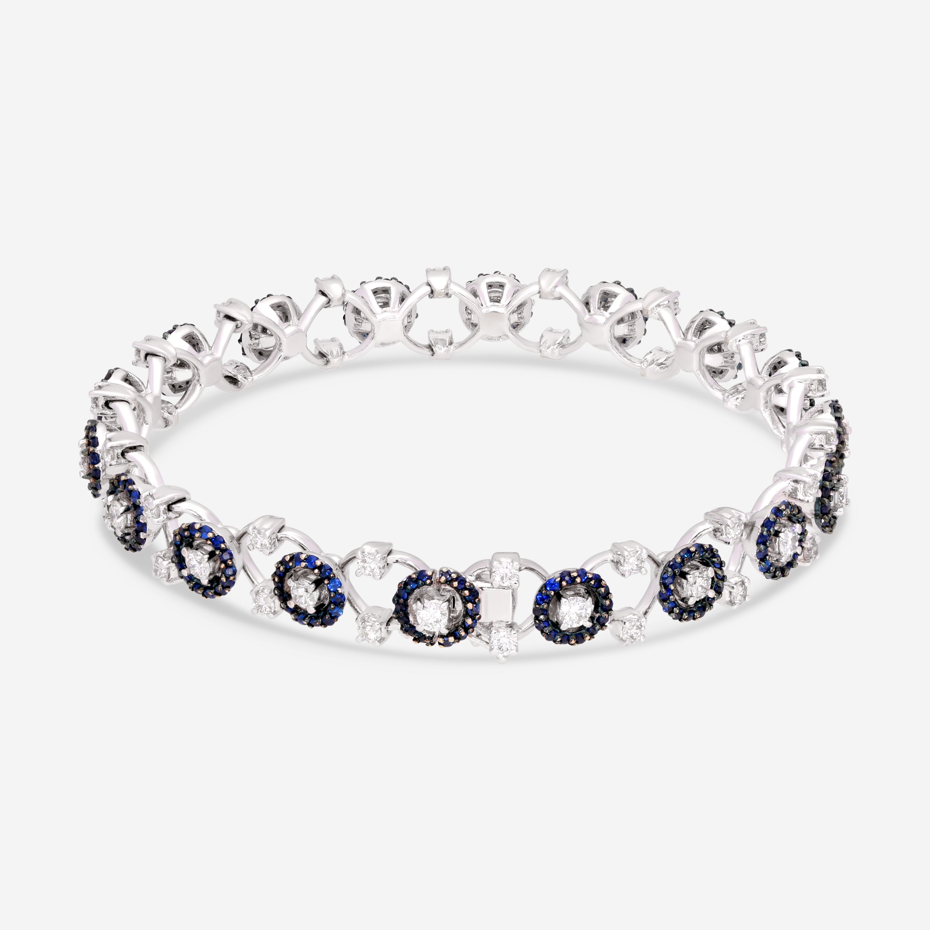 Giloro 18K White Gold Sapphire and Diamond Tennis Bracelet PB4069-108
