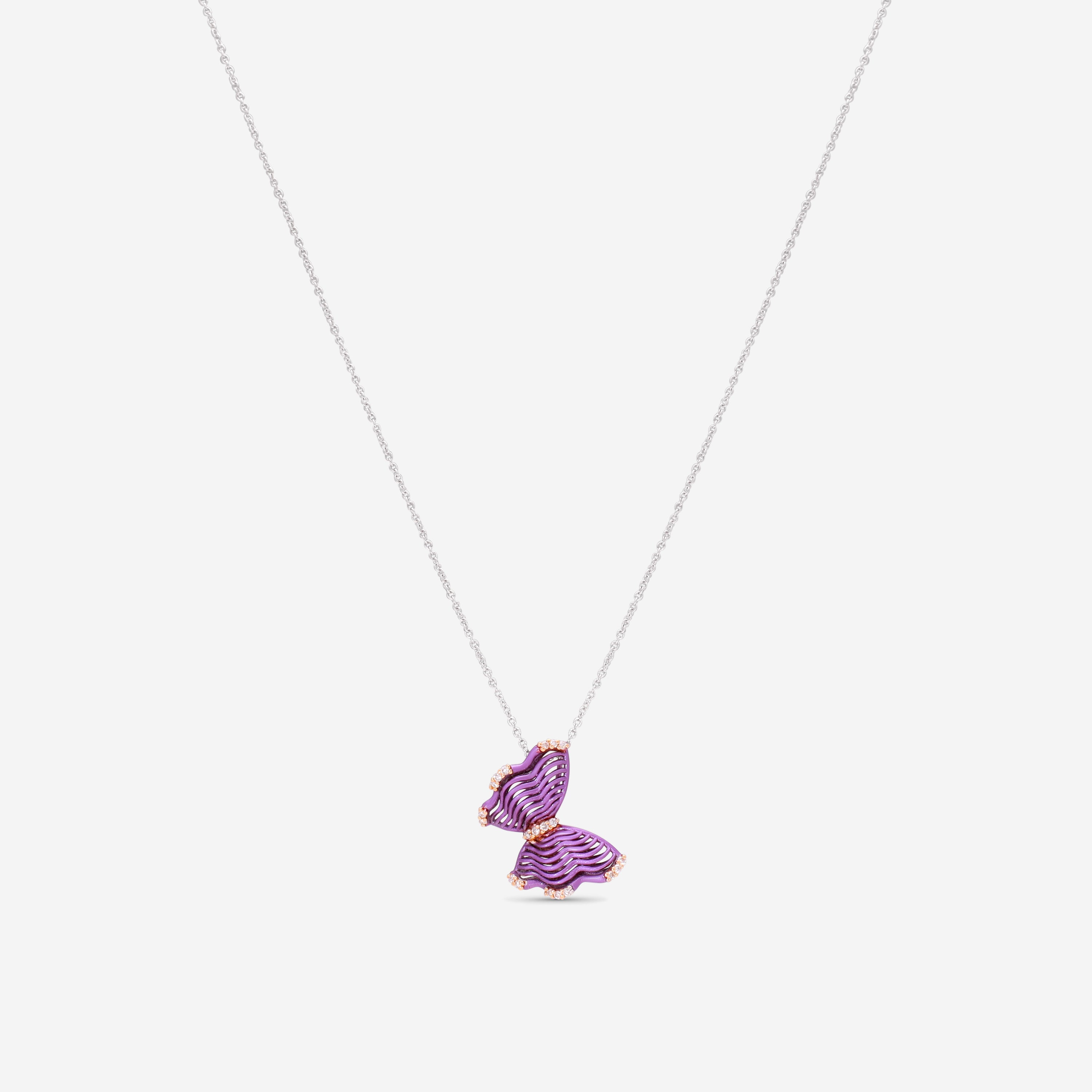 Giloro 18K Rose and White Gold Diamond Pendant Necklace P3110-108-R
