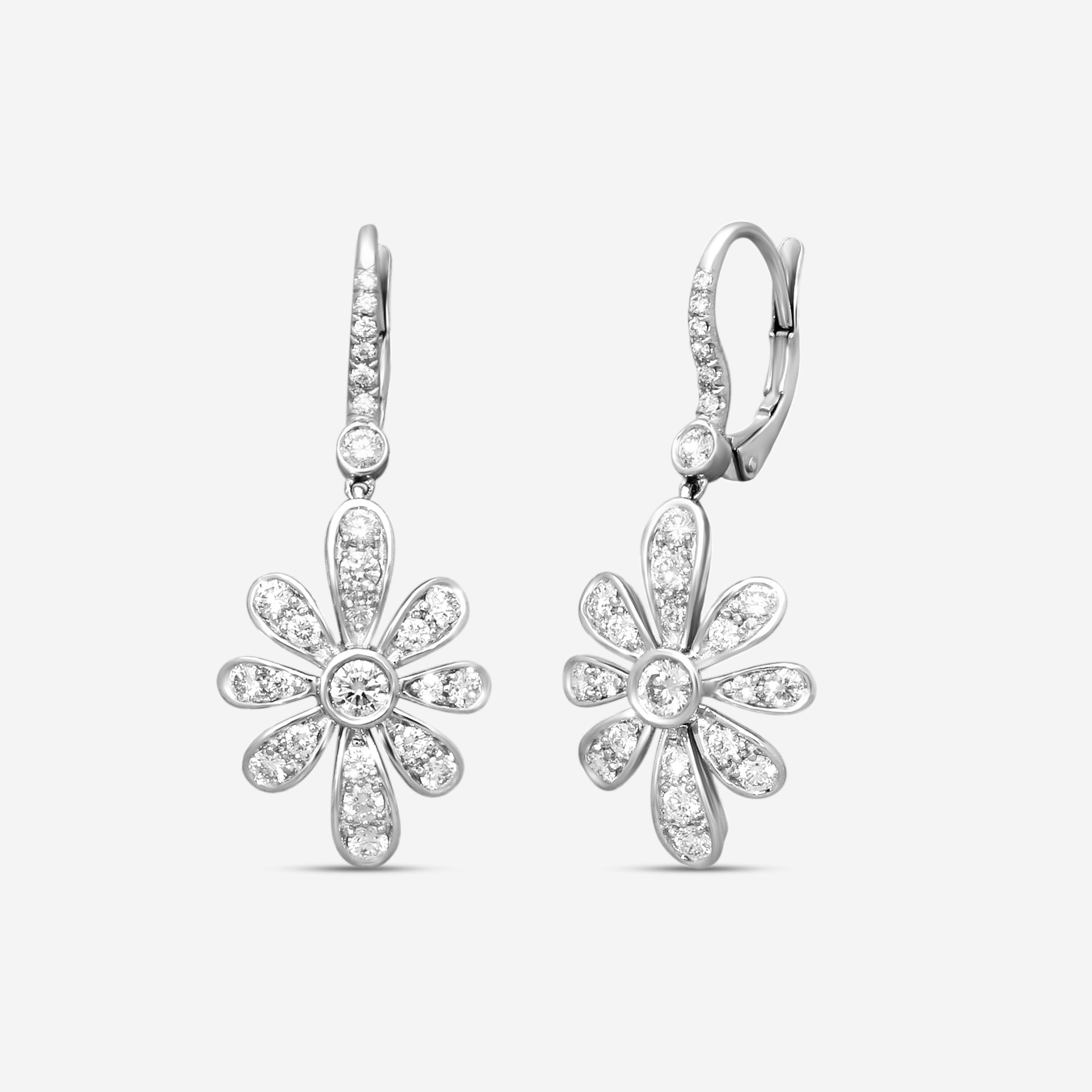 Suna 18K White Gold Diamond Ice Flower Drop Earrings E2573W-DLB