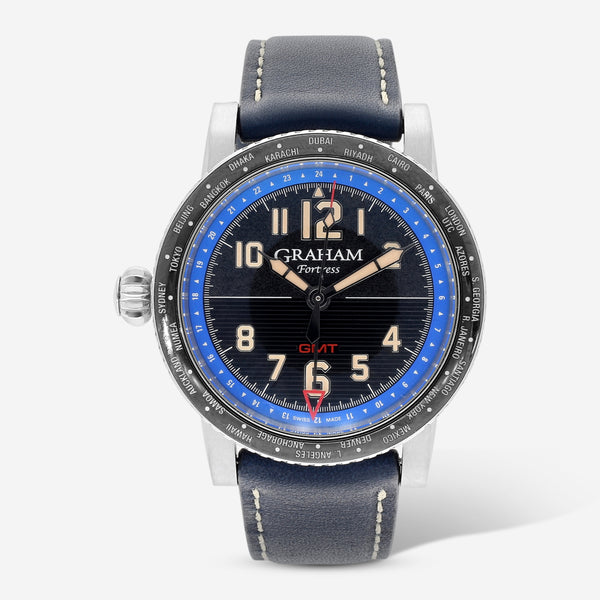 Graham Fortress City GMT Blue Stainless Steel Limited Edition Automatic Men's Watch 2FOBC.U04A