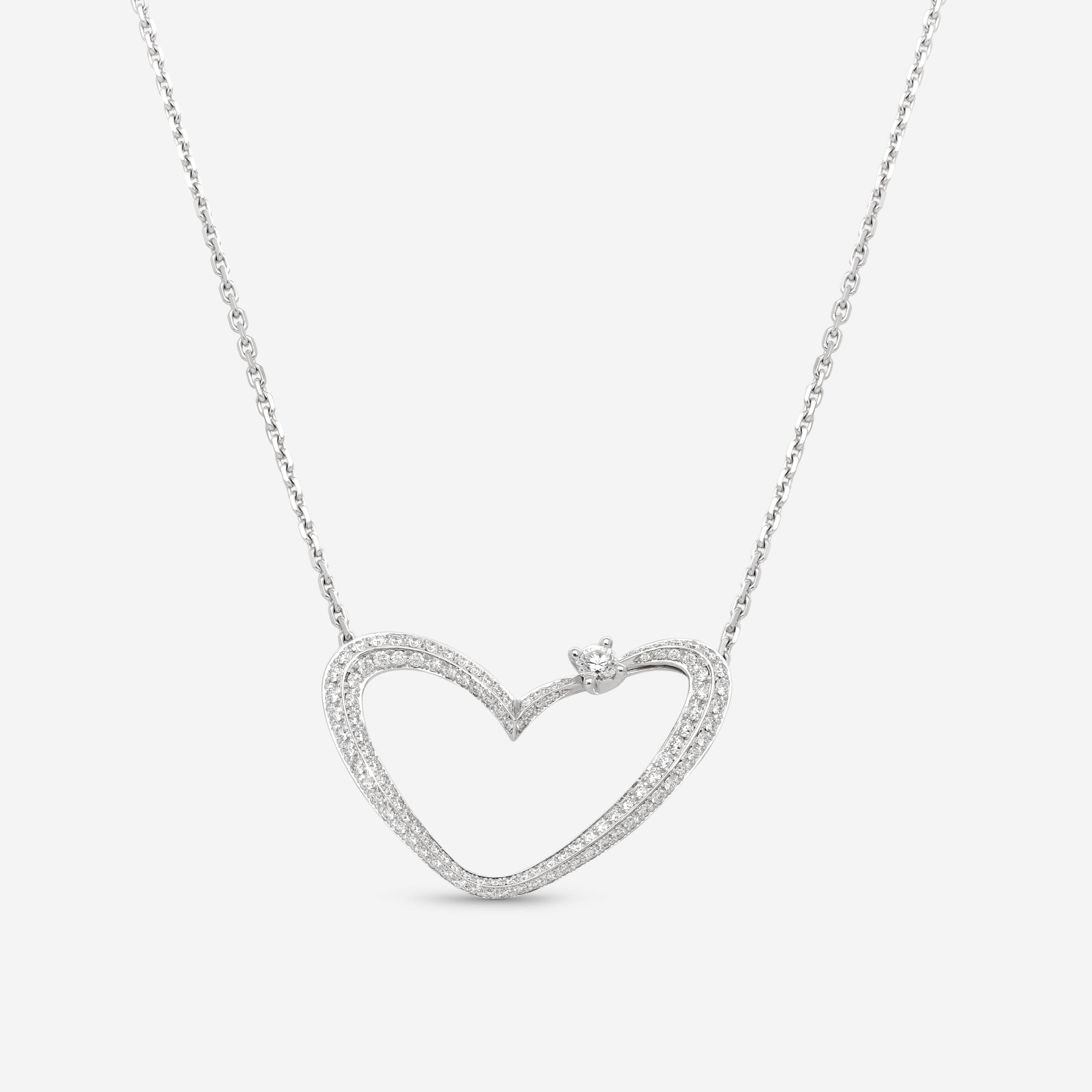 Gübelin 18K White Gold Diamond Heart Collier Pendant Necklace 42A-1154 - THE SOLIST