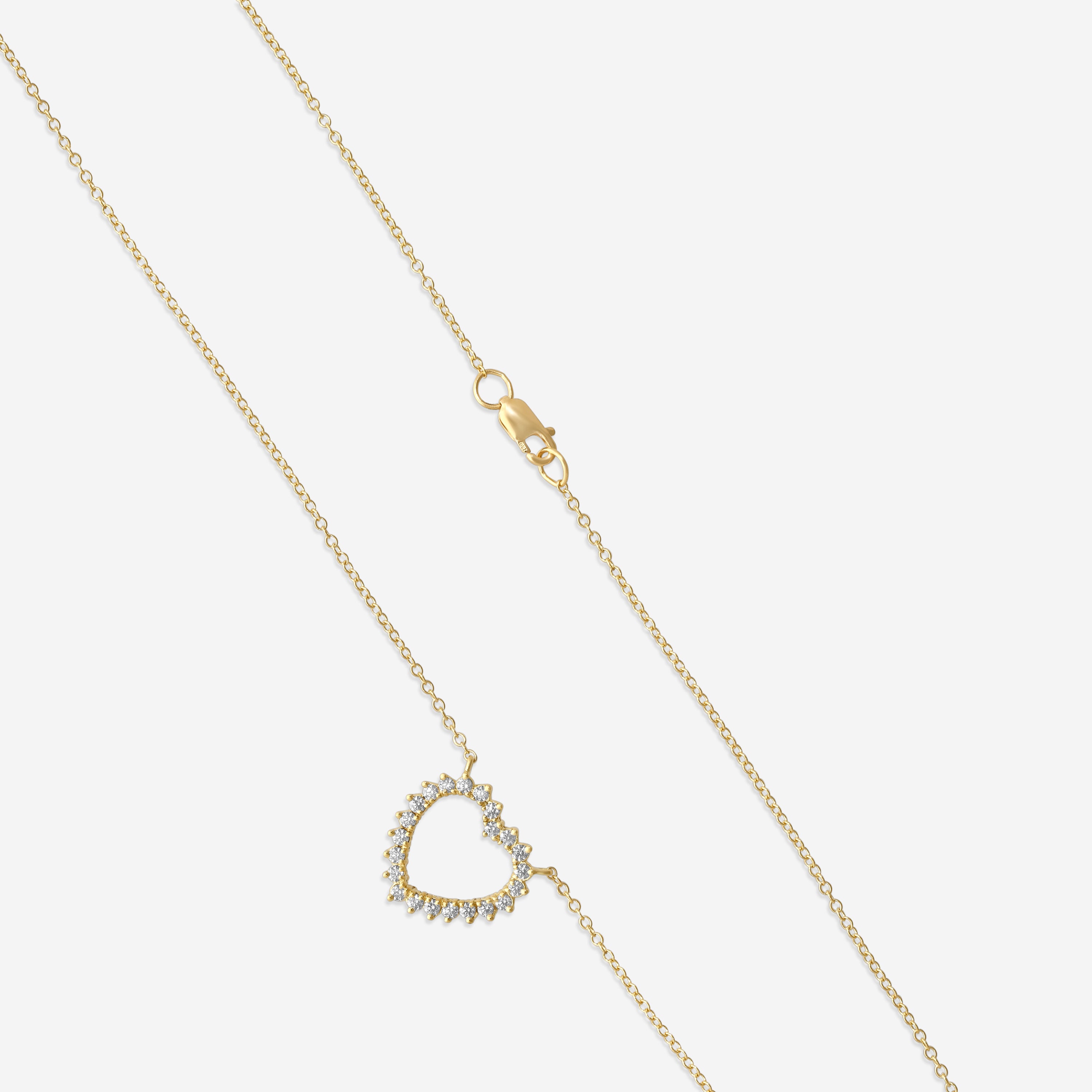 Suna Brothers 18K Yellow Gold Diamond Heart Pendant Necklace H364Y