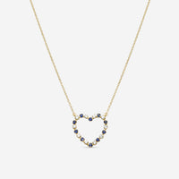 Suna Brothers 18K Yellow Gold Sapphire & Diamond Heart Pendant Necklace H404SY