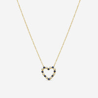 Suna Brothers 18K Yellow Gold Sapphire & Diamond Heart Pendant Necklace H445SY