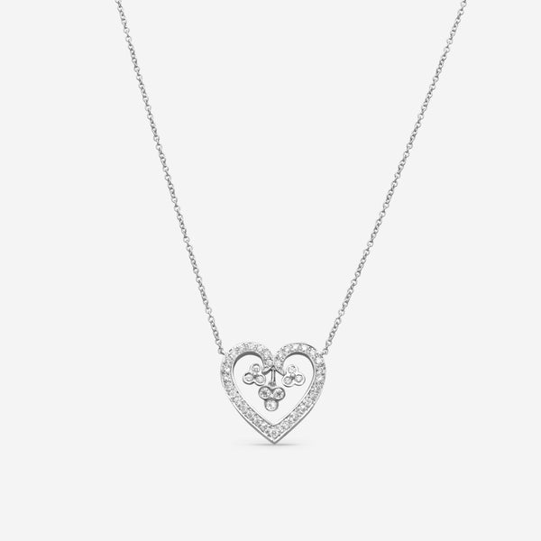 Suna Brothers Platinum Diamond Heart Lace Necklace H467P