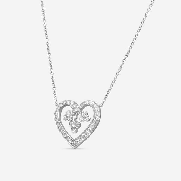Suna Brothers Platinum Diamond Heart Lace Necklace H467P