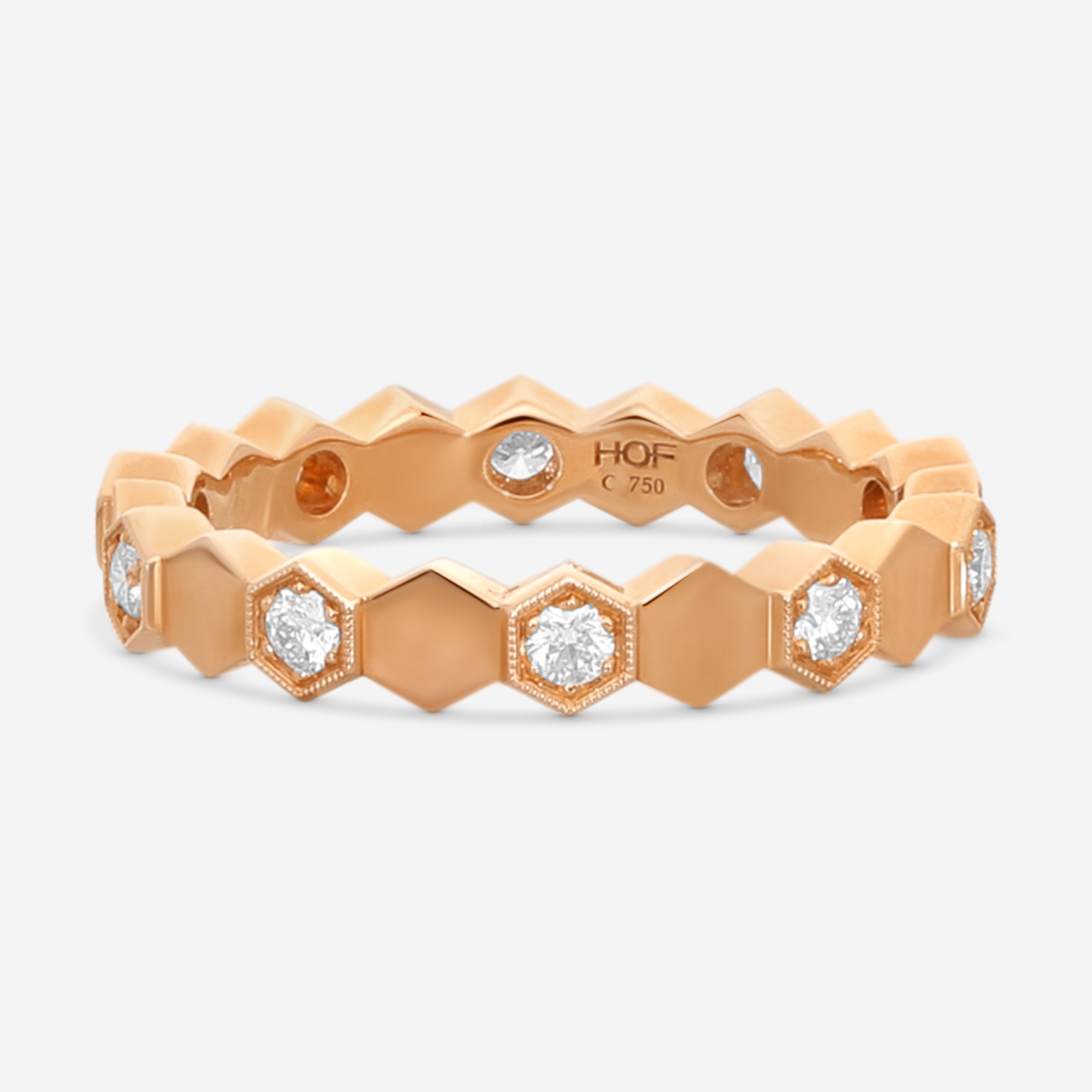 Hearts On Fire - 18K Rose Gold Hex Diamond .30 ct Eternity Band Ring HBAHEX8R-Z65-C - THE SOLIST