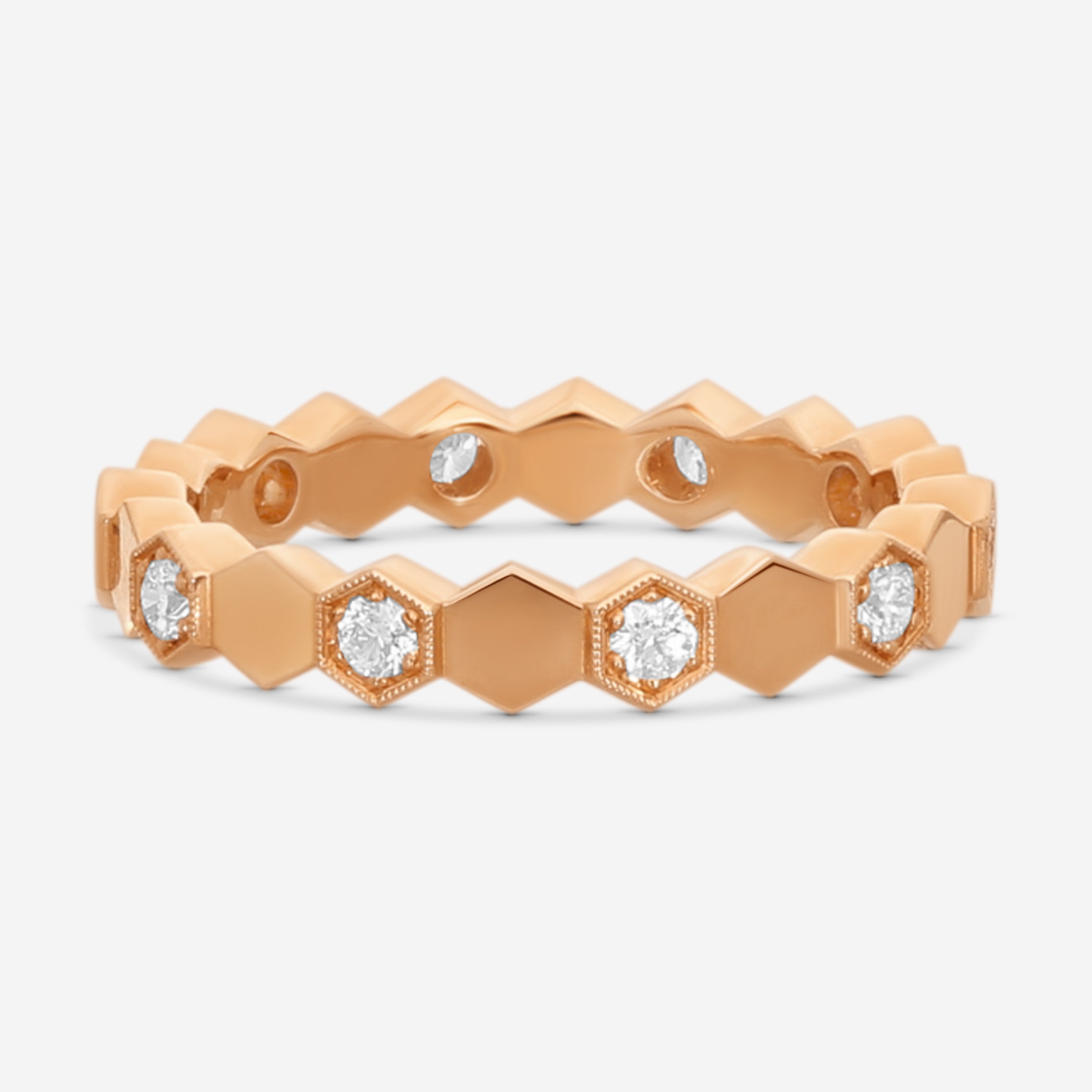 Hearts On Fire - 18K Rose Gold Hex Diamond .30 ct Eternity Band Ring HBAHEX8R-Z65-C - THE SOLIST
