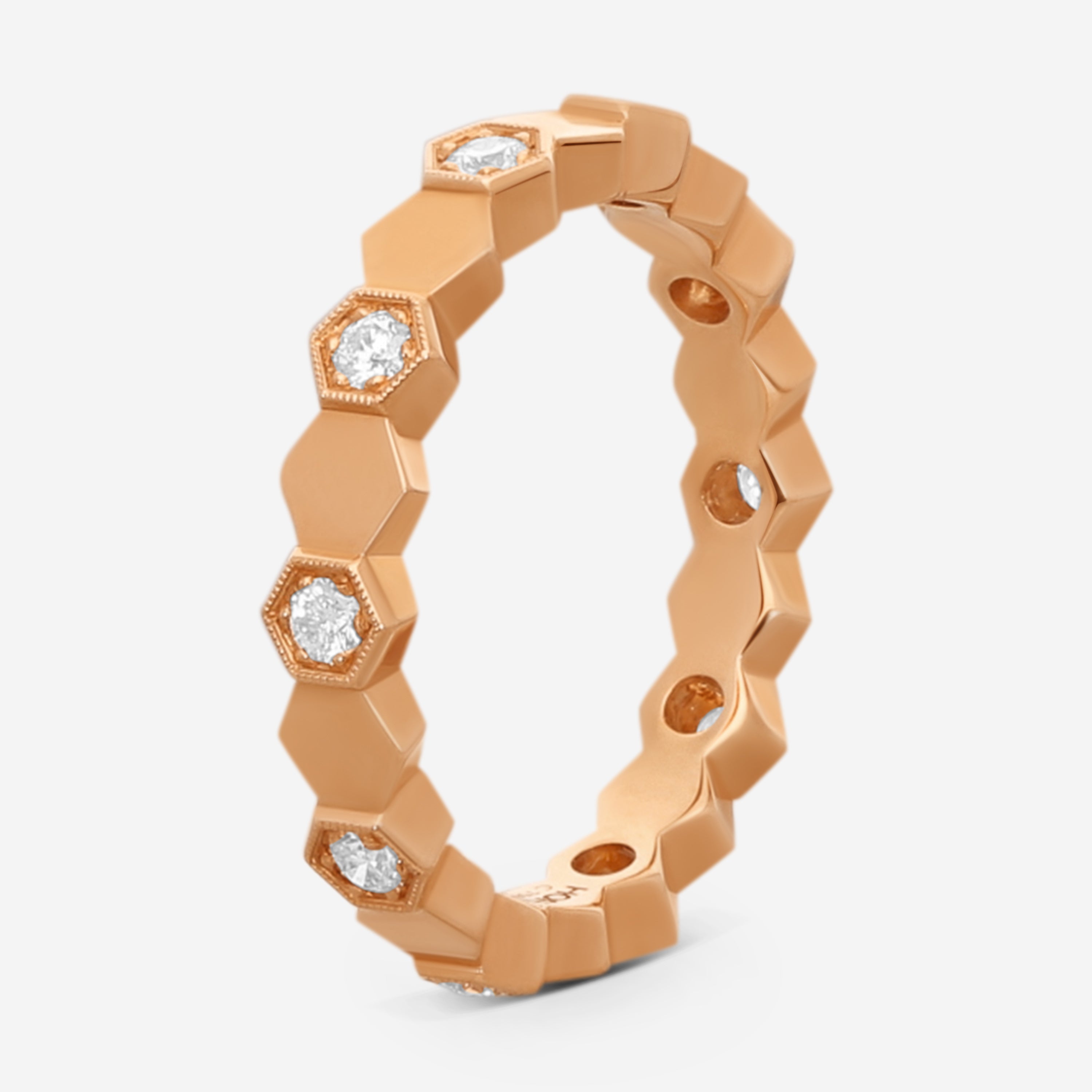 Hearts On Fire - 18K Rose Gold Hex Diamond .30 ct Eternity Band Ring HBAHEX8R-Z65-C - THE SOLIST
