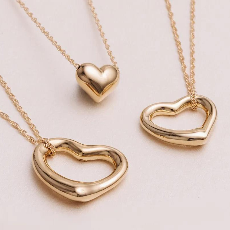 14K Yellow Gold Puffed Heart Pendant Necklace 21/606