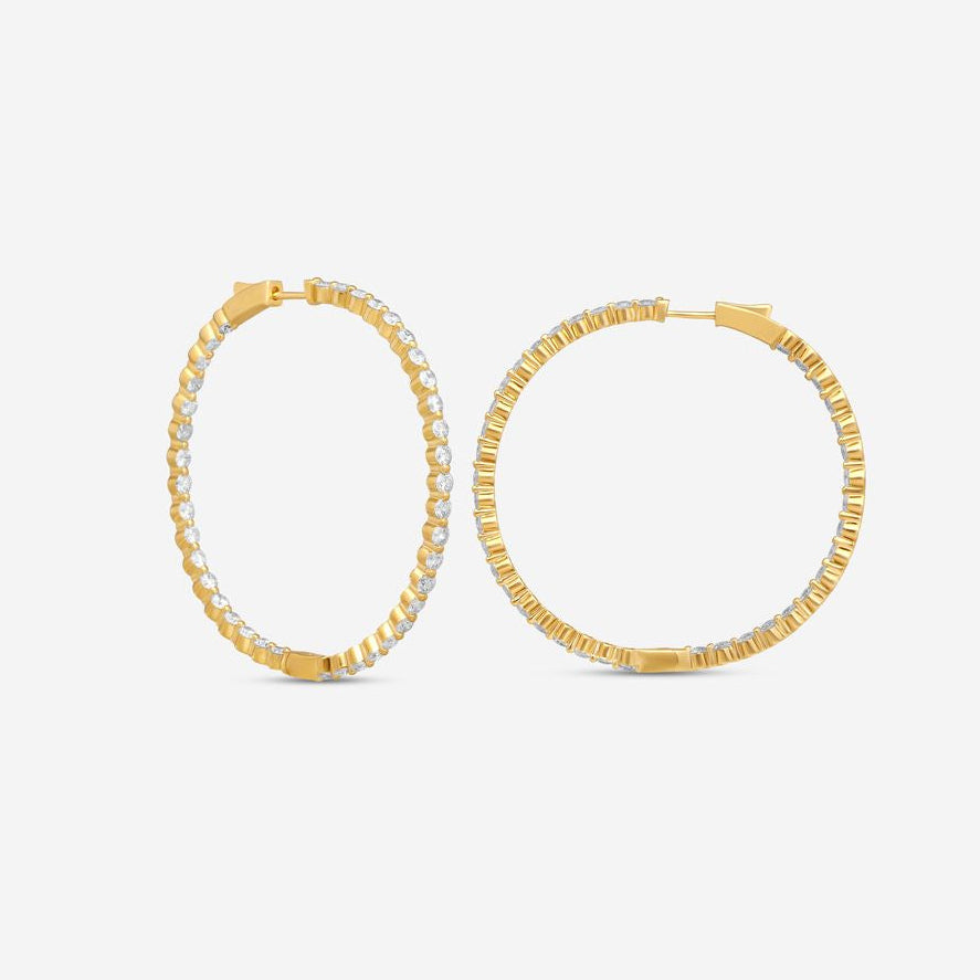 Ina Mar 14K Yellow Gold Diamond Shared Prong Hoop Earrings E1183D-FY-400F - THE SOLIST