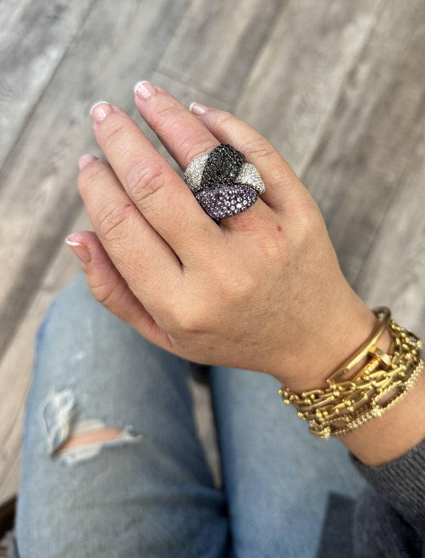 Palmiero 18K White Gold Diamond & Purple Gemstone Cocktail Ring Sz. 5.5 OG-35759 - THE SOLIST