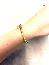 Alberto Milani Ombre 18K Yellow Gold Diamond & Pink Sapphire Bypass Cuff Bracelet G0062E