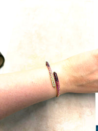 Alberto Milani Ombre 18K Yellow Gold Diamond & Pink Sapphire Bypass Cuff Bracelet G0062E