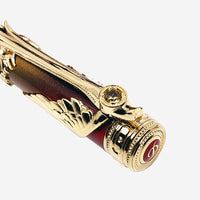 S.T. Dupont Phoenix Renaissance Red Lacquer & Yellow Gold Plated Fountain Pen 241035