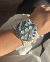 Seaman Schepps 18K White Gold Pearl, Aquamarine, Sapphire and Diamond Multi-Strand Bracelet OG-36079 - THE SOLIST