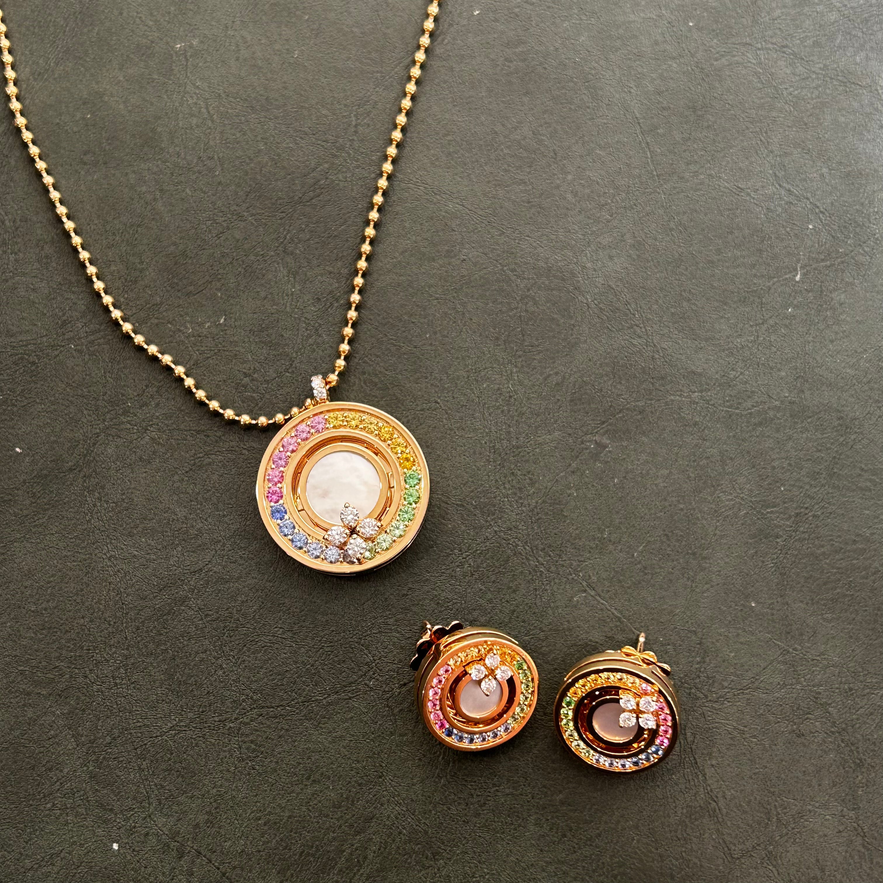 Roberto Coin Love in Verona 18K Rose Gold Diamond & Rainbow Gemstone Stud Earrings 8883116AXERX