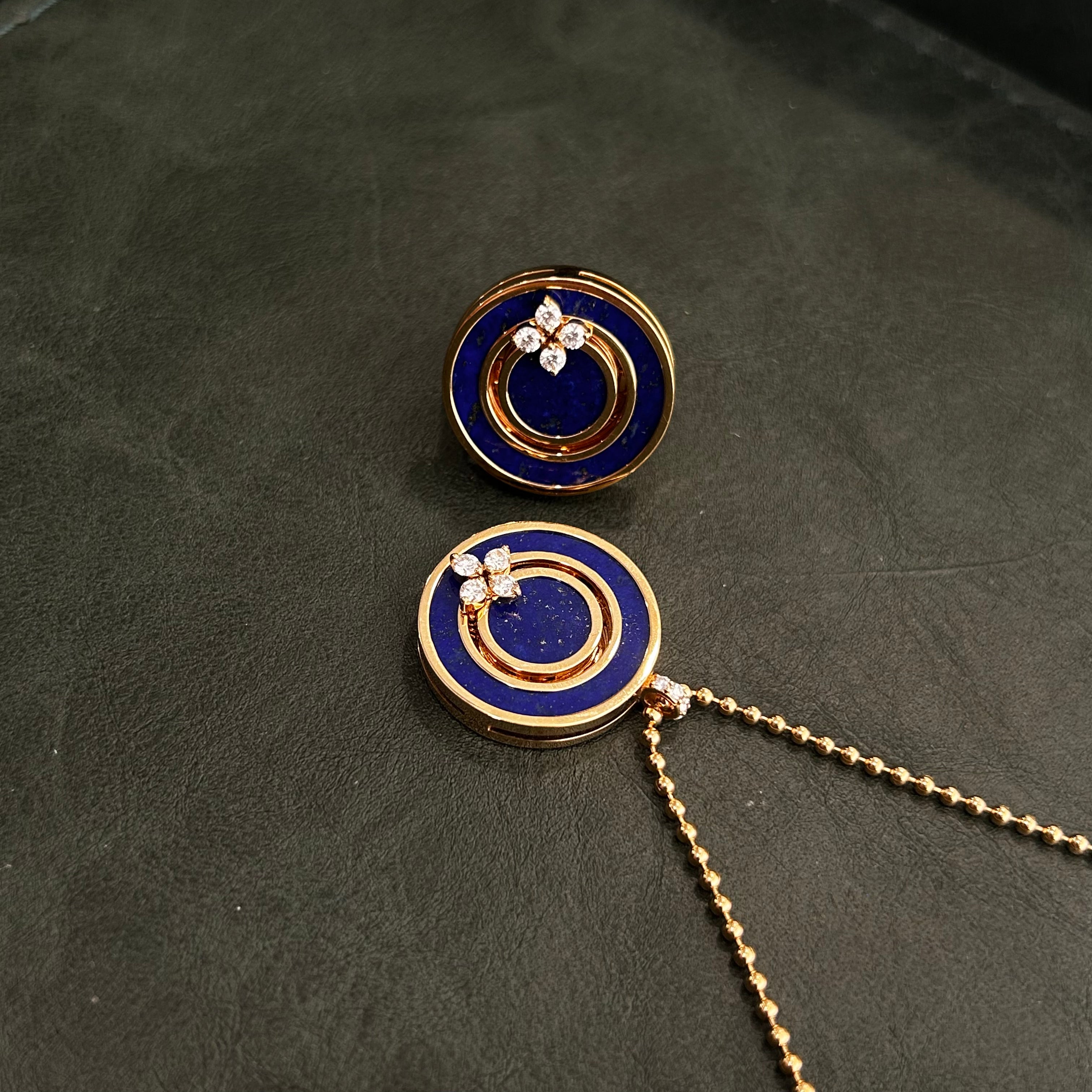 Roberto Coin Love in Verona 18K Rose Gold Diamond & Blue Lapis Statement Ring Sz. 6.5 8883126AX65X