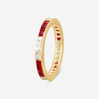 Suna 14K Yellow Gold Diamond & Ruby Wedding Band Ring Sz. 6.75 W907R16YY