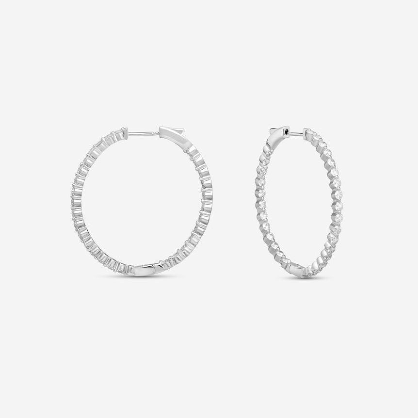 Ina Mar 14K White Gold Diamond Shared Prong Oval Hoop Earrings E1182C-FW-300F - THE SOLIST