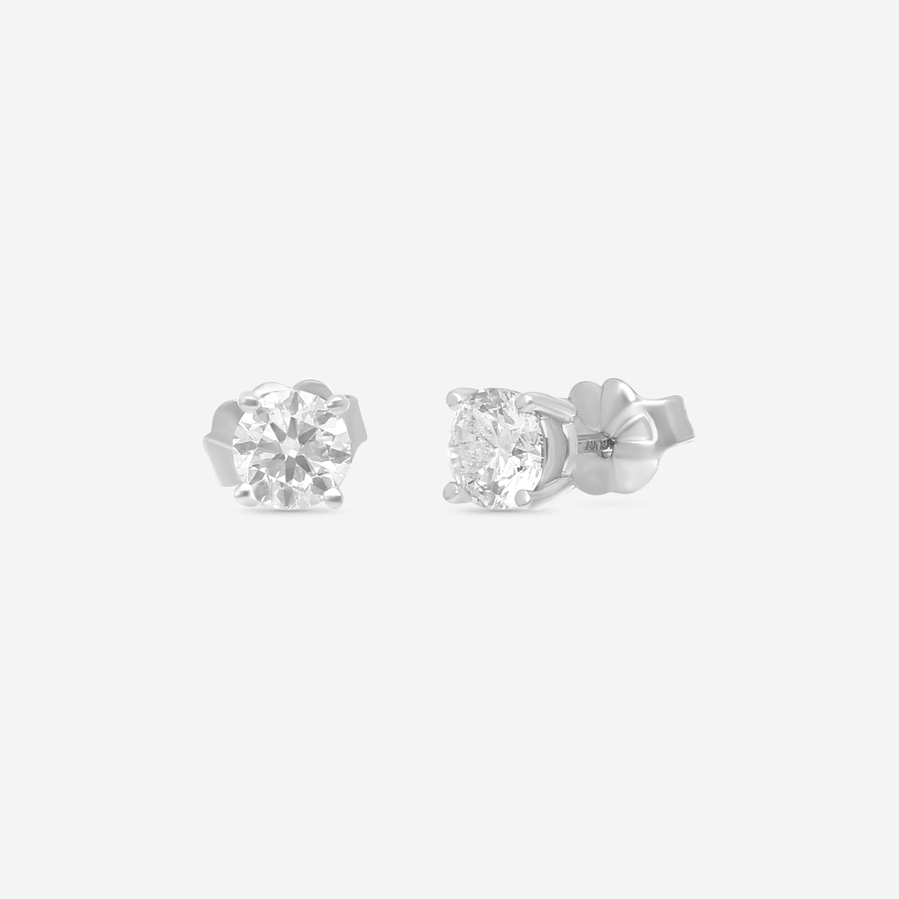 14K White Gold Round Cut Solitaire 0.81ct.twd. Diamond Stud Earrings EM 002