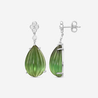 Suna 18K White Gold Diamond & Green Tourmaline Drop Earrings E2412GTW