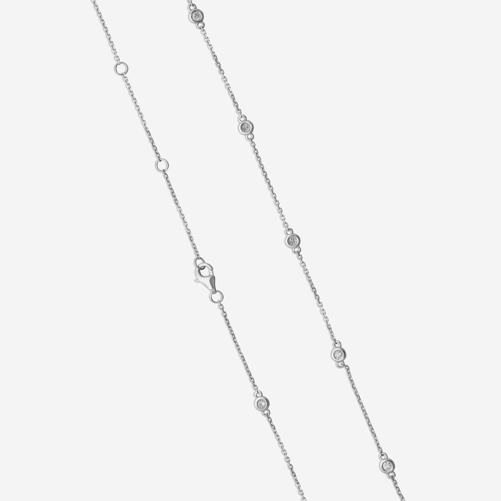 Ina Mar 14K White Gold Diamond Bezel Station Necklace N1135B-FW-050F - THE SOLIST
