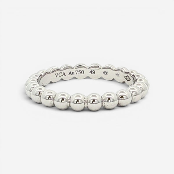 Van Cleef & Arpels Perlée Pearls of Gold Medium 18K White Gold Ring Sz. 5 VCARN9