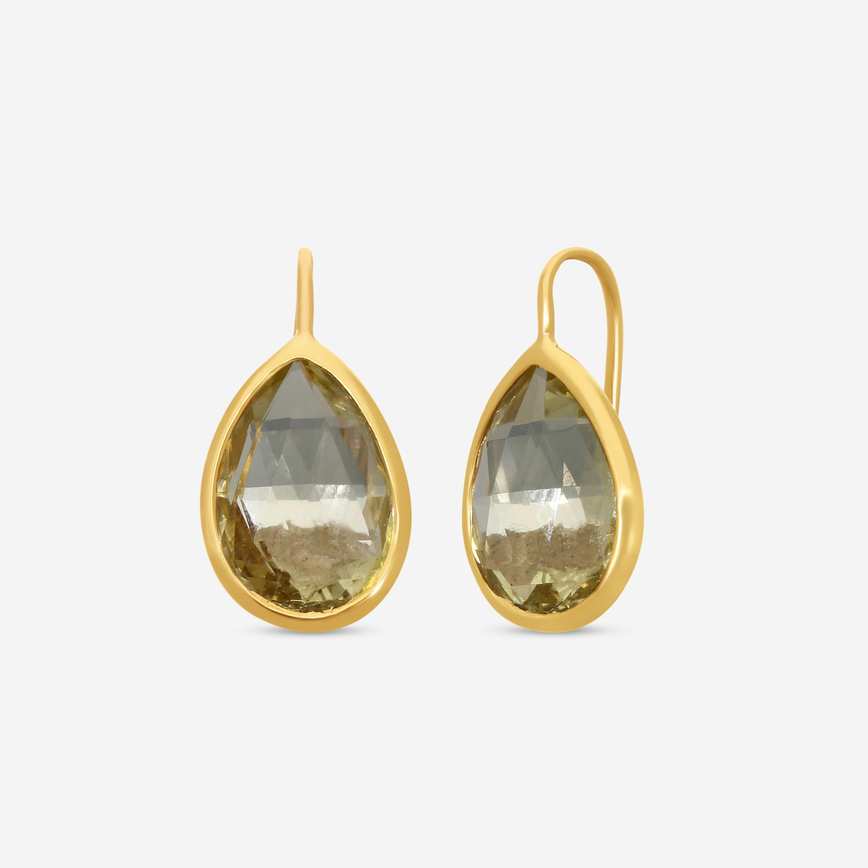 Goshwara Gossip 18K Yellow Gold Lemon Quartz Brio Earrings JE0078-A-LQ