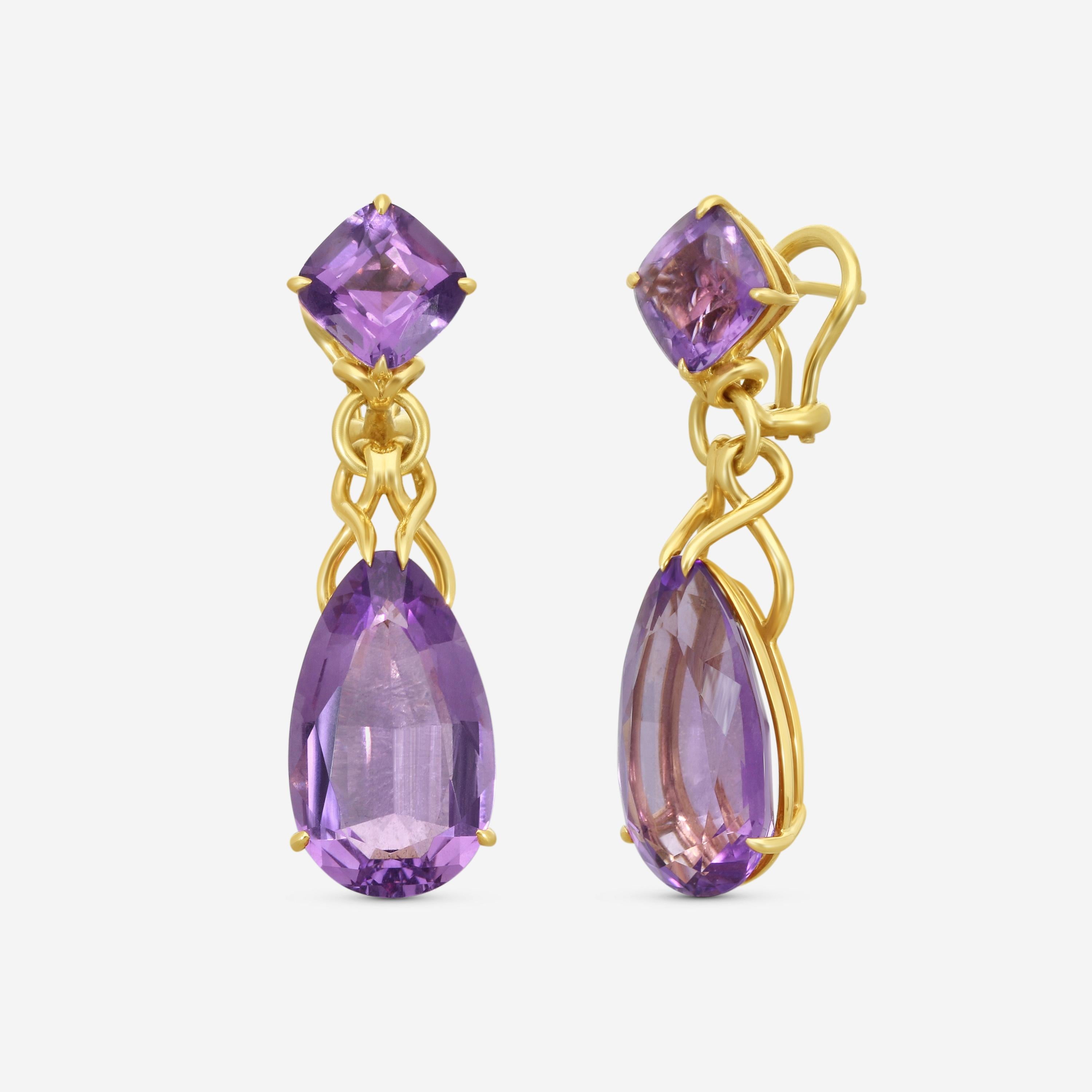 Goshwara G-One 18K Yellow Gold Amethyst Earrings JE0085