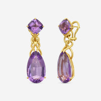 Goshwara G-One 18K Yellow Gold Amethyst Earrings JE0085