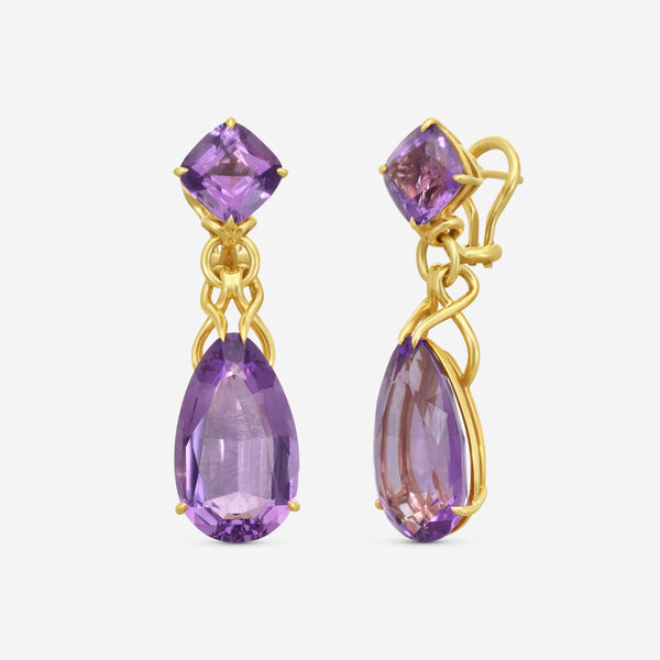 Goshwara G-One 18K Yellow Gold Amethyst Earrings JE0085