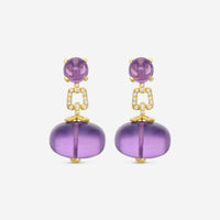 Goshwara Beyond 18K Yellow Gold Amethyst & Diamond Drop Earrings JE0119-AM