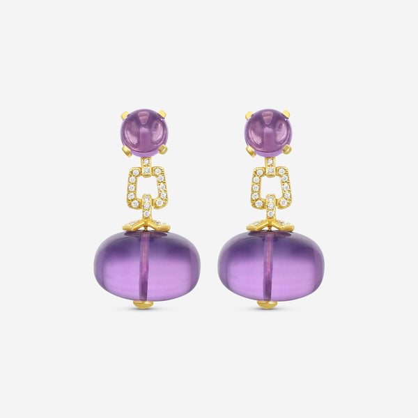 Goshwara Beyond 18K Yellow Gold Amethyst & Diamond Drop Earrings JE0119-AM