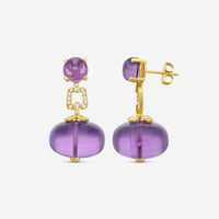 Goshwara Beyond 18K Yellow Gold Amethyst & Diamond Drop Earrings JE0119-AM