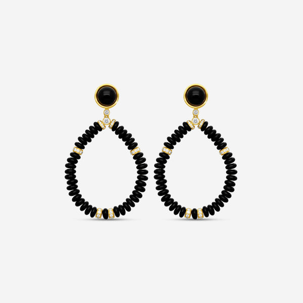 Goshwara G-One 18K Yellow Gold Black Onyx & Diamond Drop Earrings JE0411-OX-Y