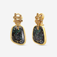 Goshwara G-One 18K Yellow Gold Yowah Nut Opal & Brown Diamond Earrings JE0141 - THE SOLIST