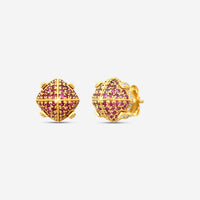 Goshwara 18K Yellow Gold Ruby and Diamond Stud Earrings JE0231-RU-Y